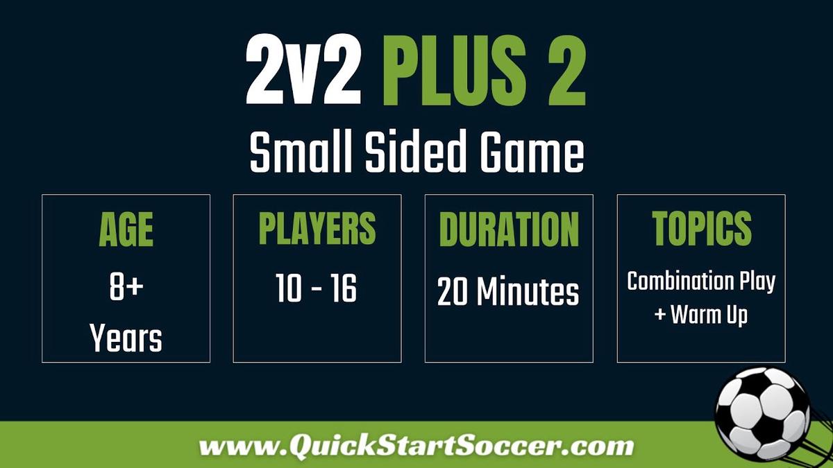 'Video thumbnail for 2v2 Plus Two Soccer Drill | Fun Small Sided Game'