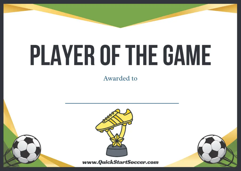 Soccer Certificate - Player Of The Game