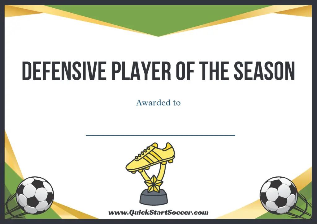 Soccer Certificate - Defensive Player