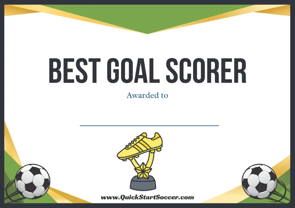 Soccer Certificate - Best Goal Scorer