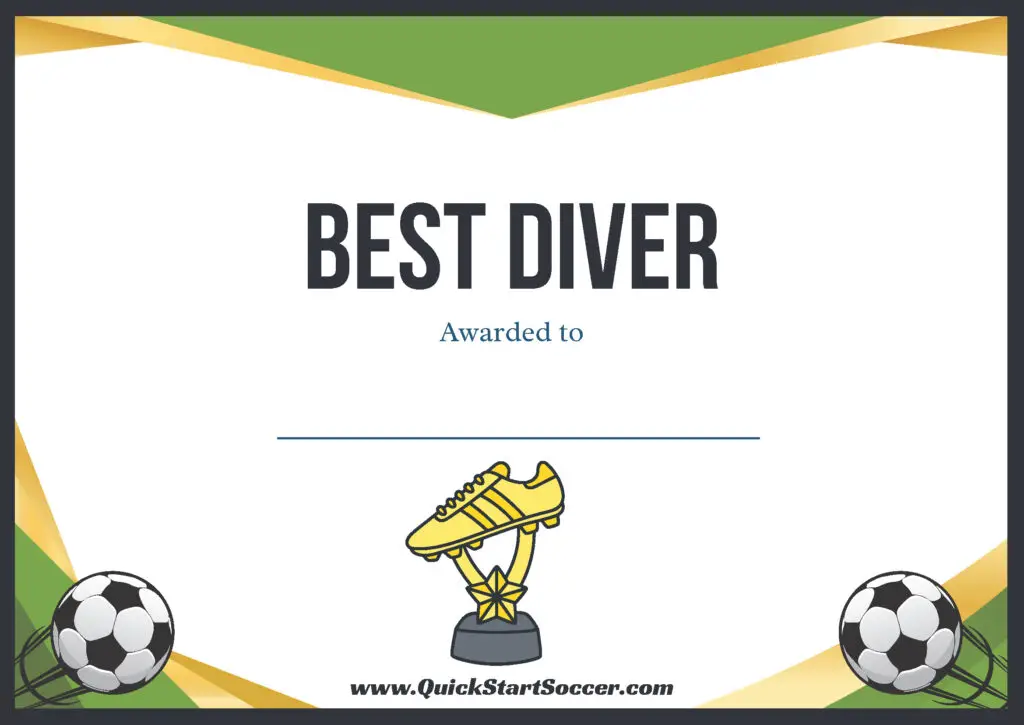 Funny Soccer Certificate - Best Diver
