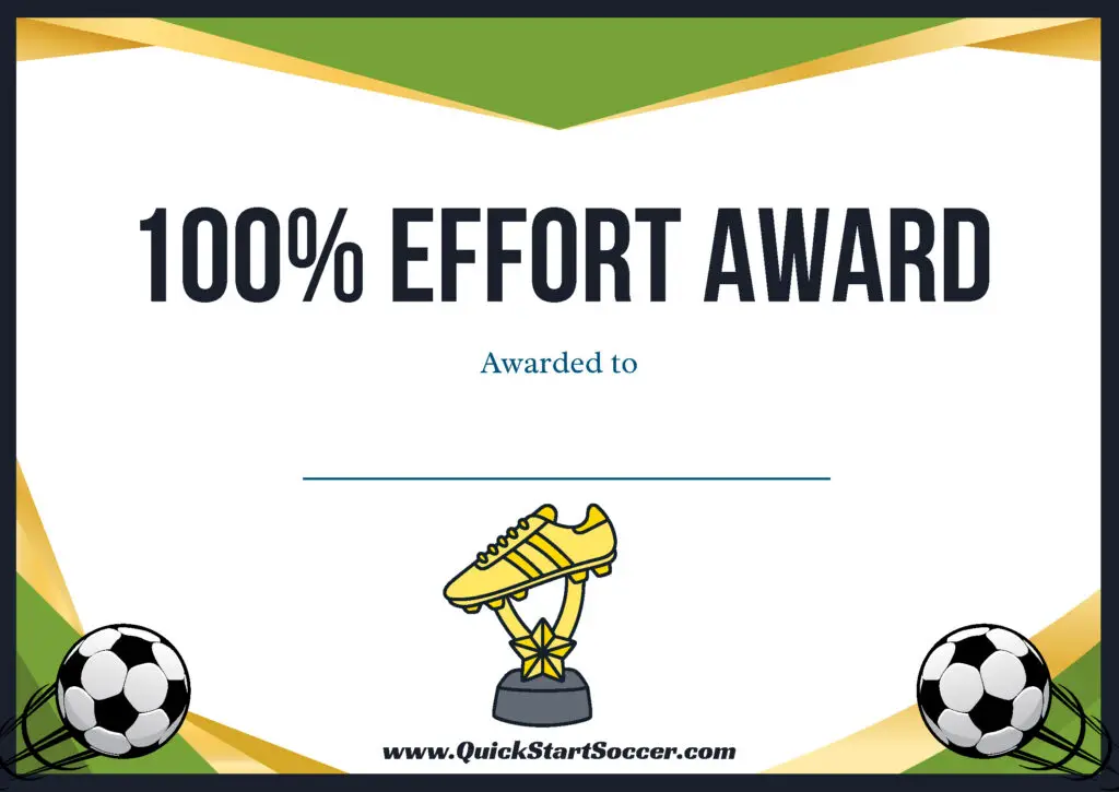 Soccer Certificate - 100% Effort
