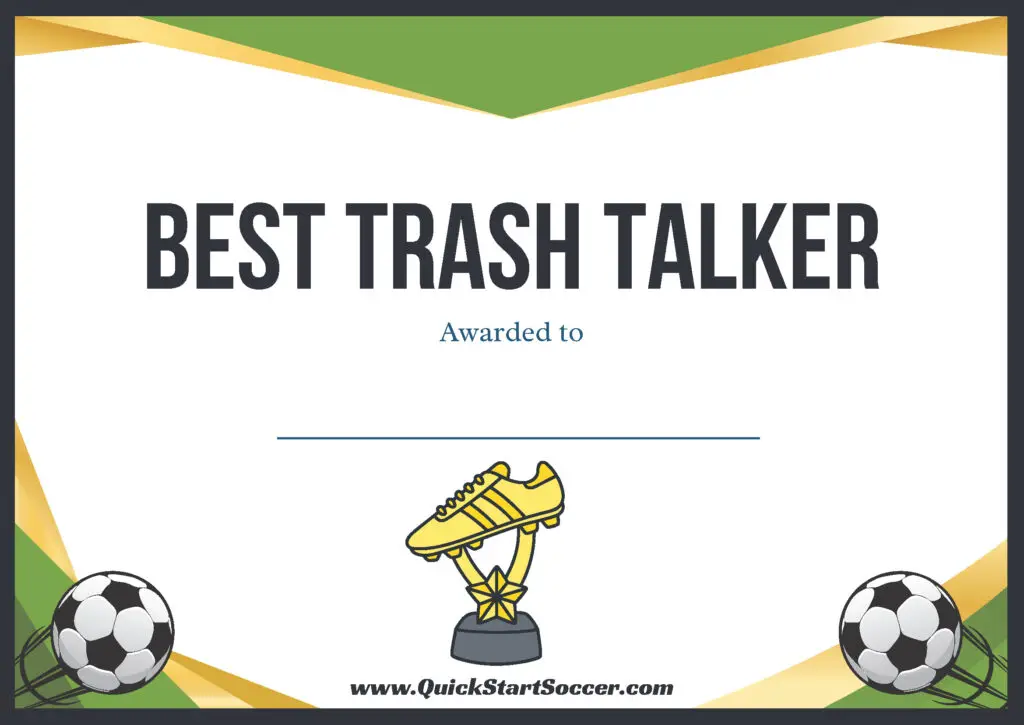 Funny Soccer Certificate - Best Trash Talker