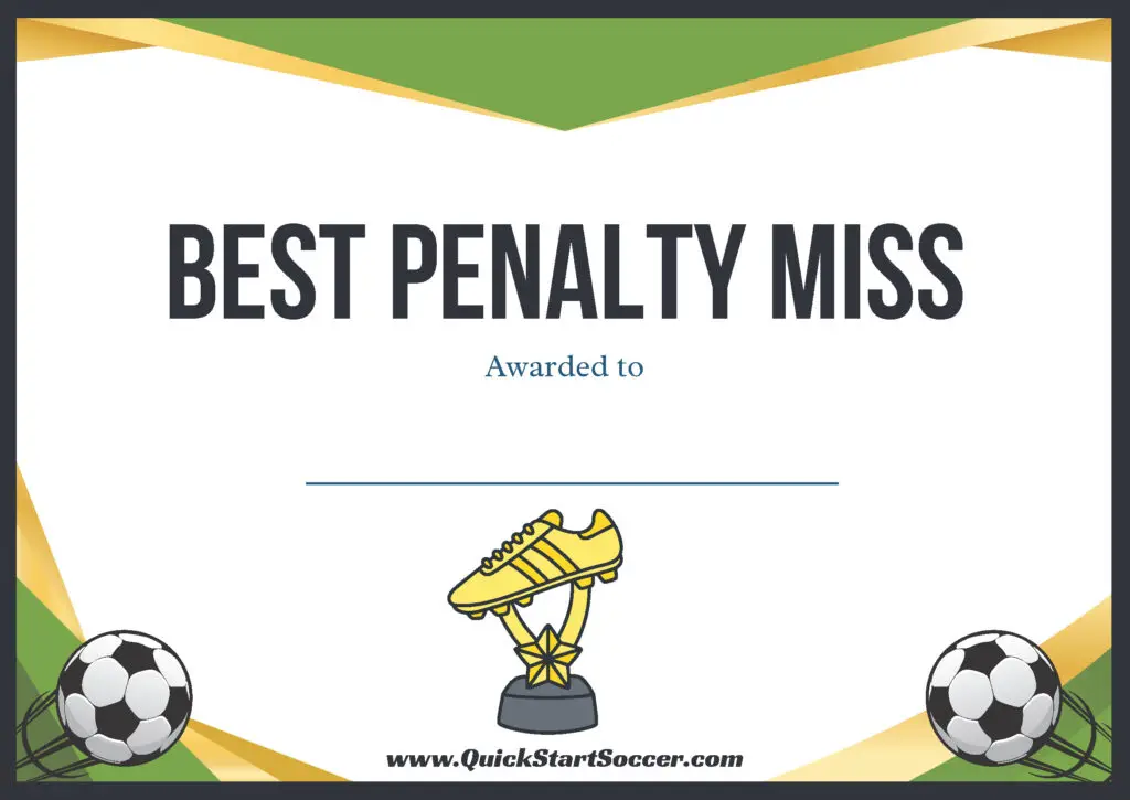 Funny Soccer Certificate - Best Penalty Miss