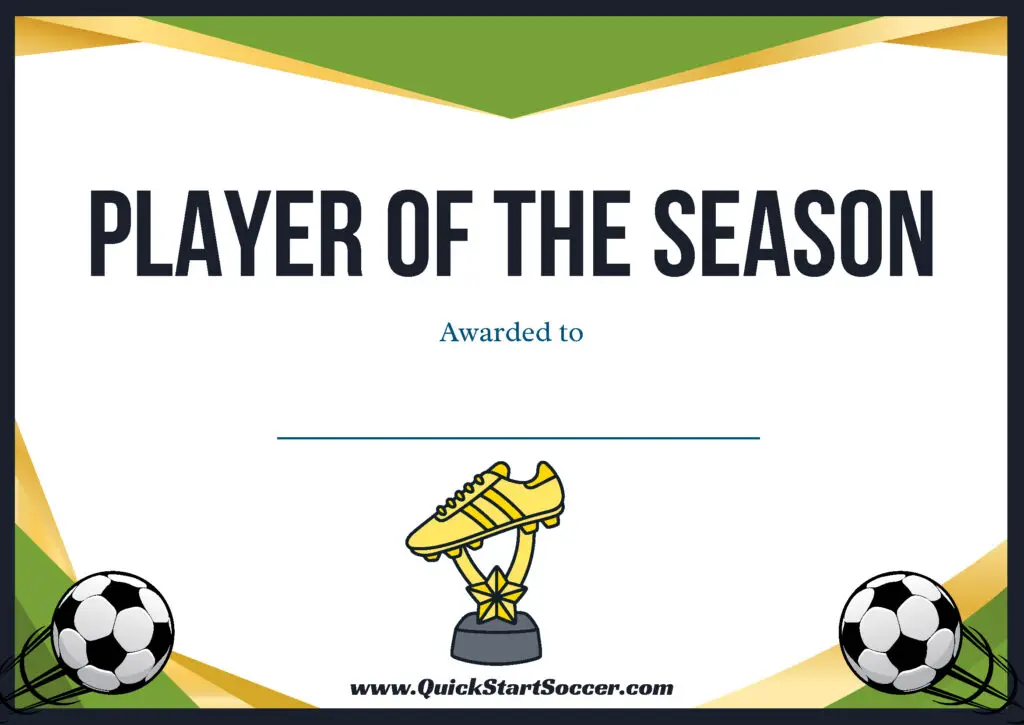 Soccer Certificate - Player Of The Season